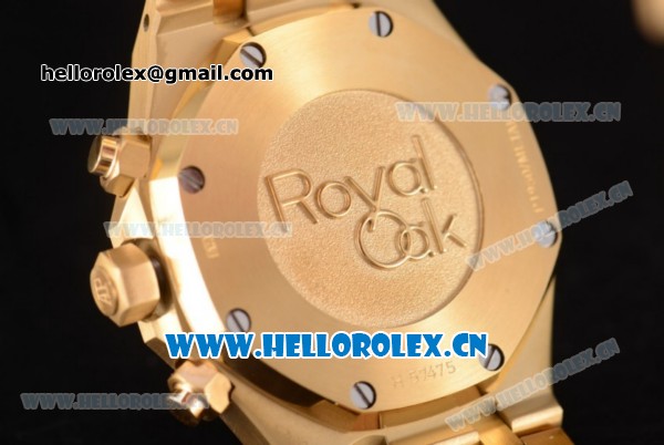 Audemars Piguet Royal Oak Chronograph Swiss Valjoux 7750 Automatic Yellow Gold Case/Bracelet with Black Dial Stick Markers (EF) - Click Image to Close